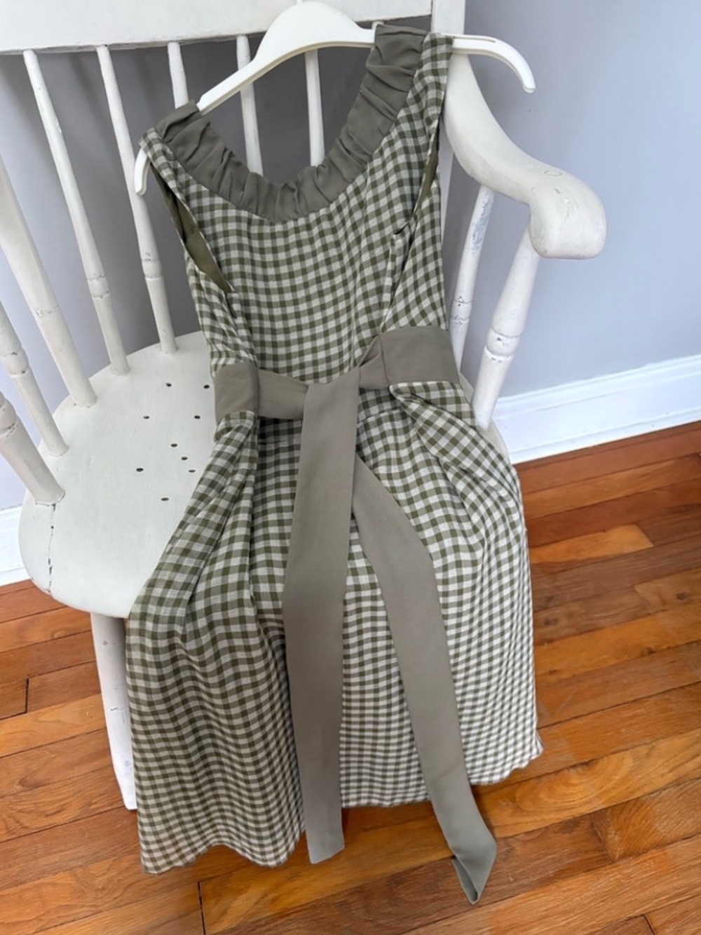 Mac & Jac Green Gingham Cottagecore Dress with Ribbon Tie Waist - Picture 9 of 13
